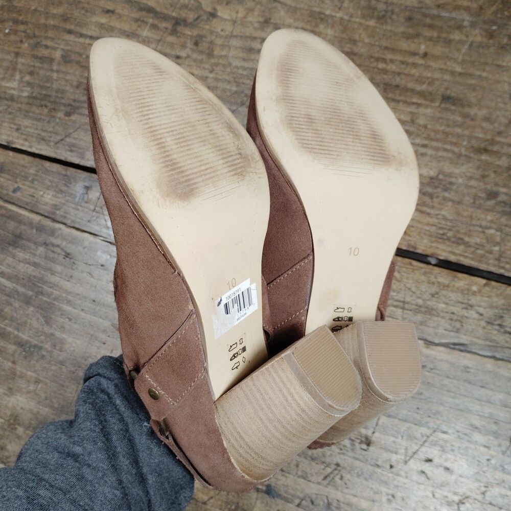 Ariat 10M Booties JaElle Brown Tumbled Buckle Heels Suede Leather - Picture 11 of 15